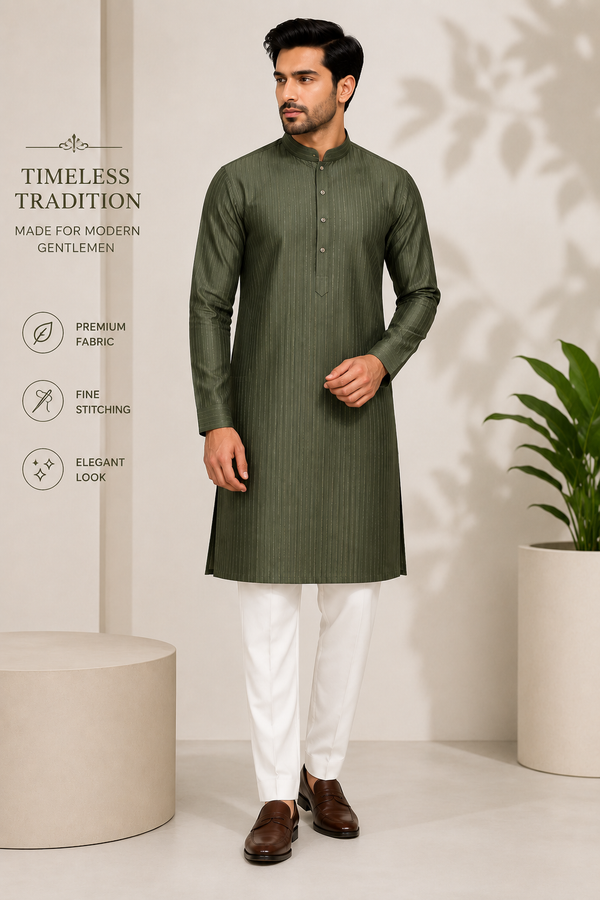 Green Textured Premium Kurta Pajama Set (Copy)