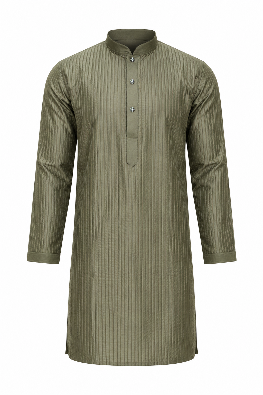 Olive Green Textured Premium Kurta Pajama Set