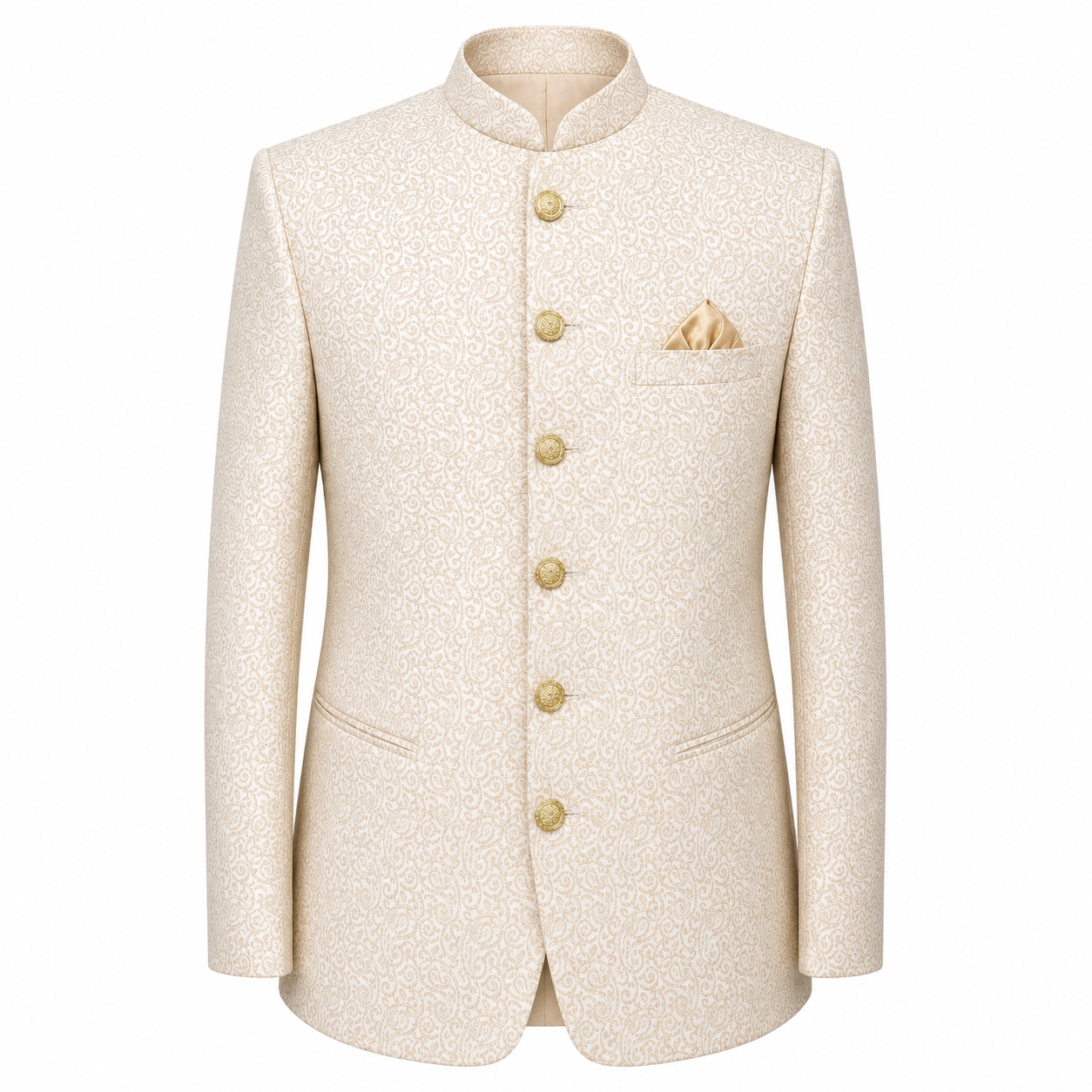 Cream Jacquard Jodhpuri Bandhgala Suit for Men | Wedding & Party Wear